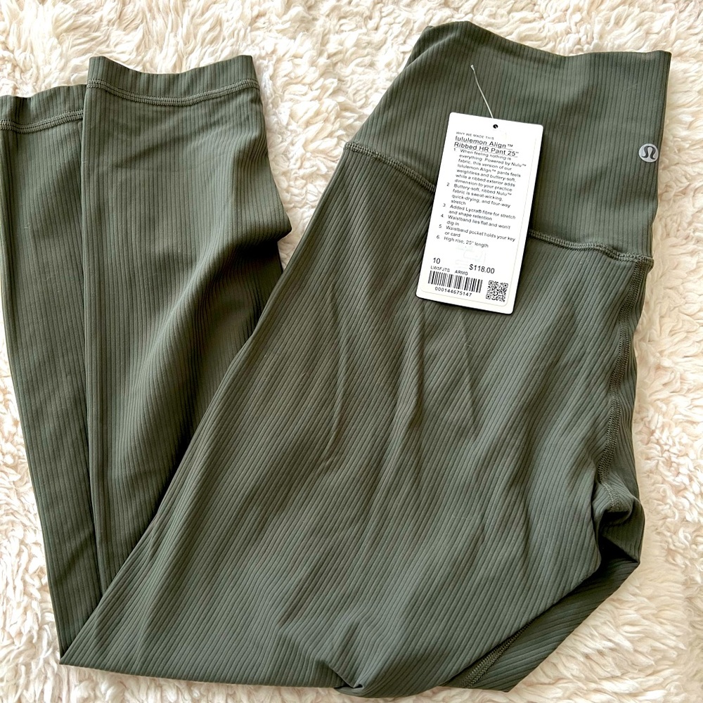 Lululemon olive green ribbed Aligns 25”